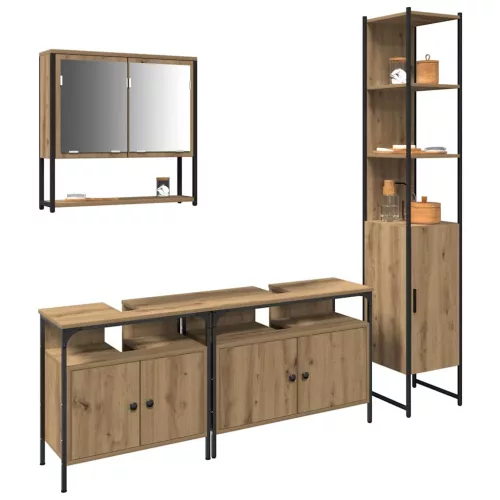 Fürdőszoba bútor szett 4 pcs kézműves tölgy 33 x 33 x 185.5 cm