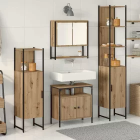   Fürdőszoba bútor szett 4 pcs kézműves tölgy 33 x 33 x 185.5 cm