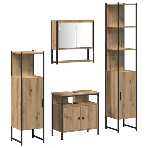 Fürdőszoba bútor szett 4 pcs kézműves tölgy 33 x 33 x 185.5 cm