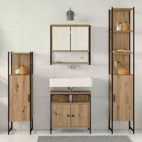Fürdőszoba bútor szett 4 pcs kézműves tölgy 33 x 33 x 185.5 cm