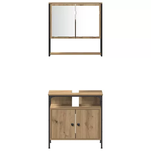Fürdőszoba bútor szett 4 pcs kézműves tölgy 33 x 33 x 185.5 cm