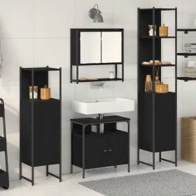   Fürdőszoba bútor szett 4 pcs Musta tammi 33 x 33 x 185.5 cm