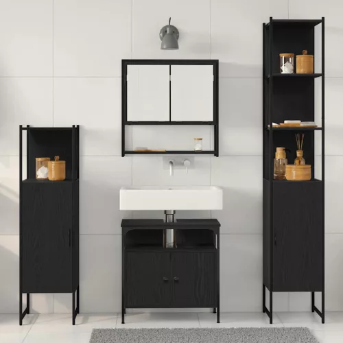 Fürdőszoba bútor szett 4 pcs Musta tammi 33 x 33 x 185.5 cm