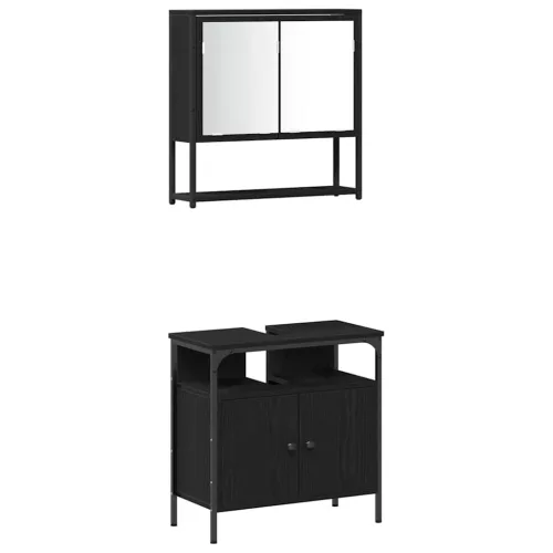 Fürdőszoba bútor szett 4 pcs Musta tammi 33 x 33 x 185.5 cm