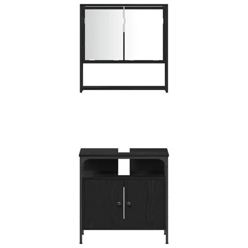 Fürdőszoba bútor szett 4 pcs Musta tammi 33 x 33 x 185.5 cm