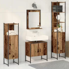   Fürdőszoba bútor szett 4 pcs Barna 33 x 33 x 185.5 cm Faanyag