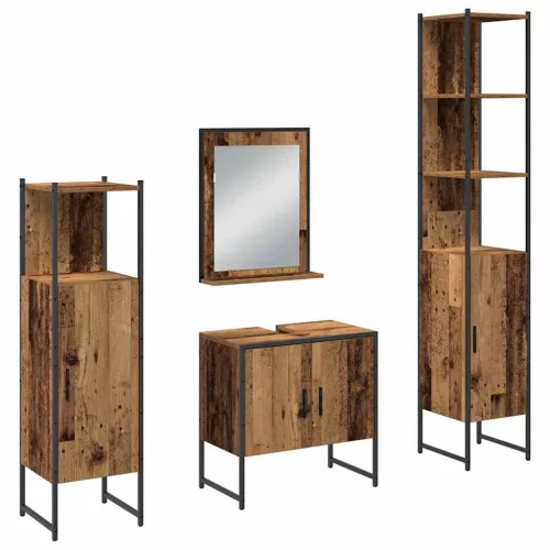 Fürdőszoba bútor szett 4 pcs Barna 33 x 33 x 185.5 cm Faanyag