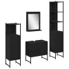 Fürdőszoba bútor szett 4 pcs Fekete 33 x 33 x 185.5 cm Faanyag