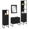 Fürdőszoba bútor szett 4 pcs Fekete 33 x 33 x 185.5 cm Faanyag