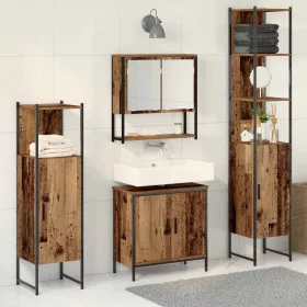   Fürdőszoba bútor szett 4 pcs Barna 33 x 33 x 185.5 cm Faanyag