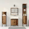 Fürdőszoba bútor szett 4 pcs Barna 33 x 33 x 185.5 cm Faanyag