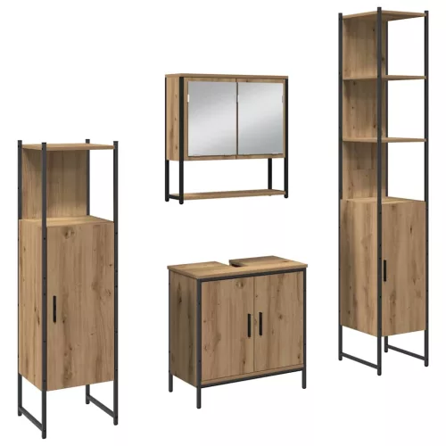 Fürdőszoba bútor szett 4 pcs Barna 33 x 33 x 185.5 cm Faanyag
