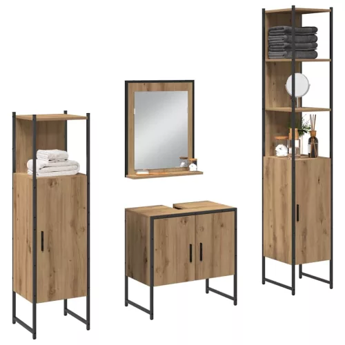 Fürdőszoba bútor szett 4 pcs Barna 33 x 33 x 185.5 cm Faanyag