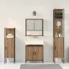 Fürdőszoba bútor szett 4 pcs Barna 33 x 33 x 185.5 cm Faanyag