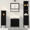 Fürdőszoba bútor szett 4 pcs Fekete 33 x 33 x 185.5 cm Faanyag