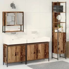   Fürdőszoba bútor szett 4 pcs Barna 33 x 33 x 185.5 cm Faanyag