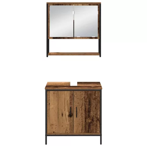 Fürdőszoba bútor szett 4 pcs Barna 33 x 33 x 185.5 cm Faanyag