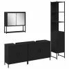 Fürdőszoba bútor szett 4 pcs Fekete 33 x 33 x 185.5 cm Faanyag