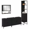 Fürdőszoba bútor szett 4 pcs Fekete 33 x 33 x 185.5 cm Faanyag