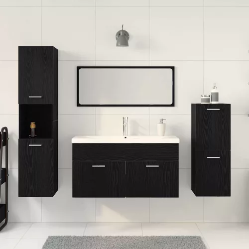 Fürdőszoba bútor szett 4 pcs Fekete tölgy 80 x 38.5 x 45 cm