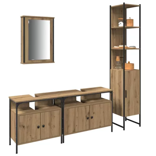 Fürdőszoba bútor szett 4 pcs kézműves tölgy 33 x 33 x 185.5 cm