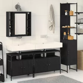   Fürdőszobai Szekrény Szett 4 pcs Musta tammi 33 x 33 x 185.5 cm