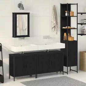   Fürdőszoba bútor szett 4 pcs Fekete 33 x 33 x 185.5 cm Faanyag