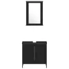 Fürdőszoba bútor szett 4 pcs Fekete 33 x 33 x 185.5 cm Faanyag