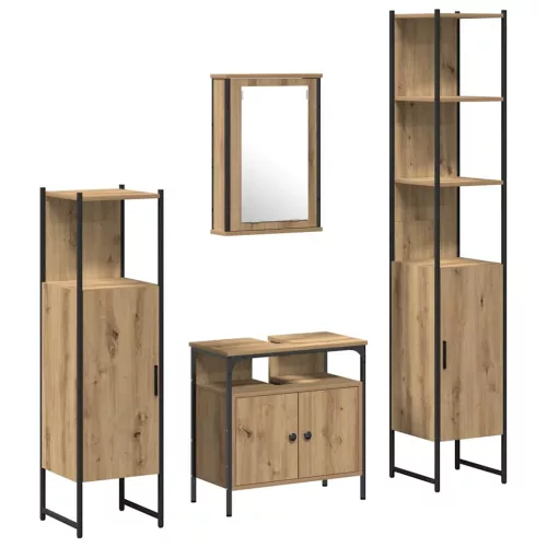Fürdőszoba bútor szett 4 pcs kézműves tölgy 33 x 33 x 185.5 cm