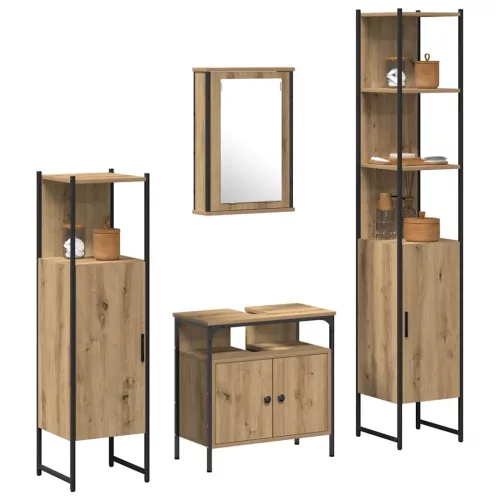 Fürdőszoba bútor szett 4 pcs kézműves tölgy 33 x 33 x 185.5 cm