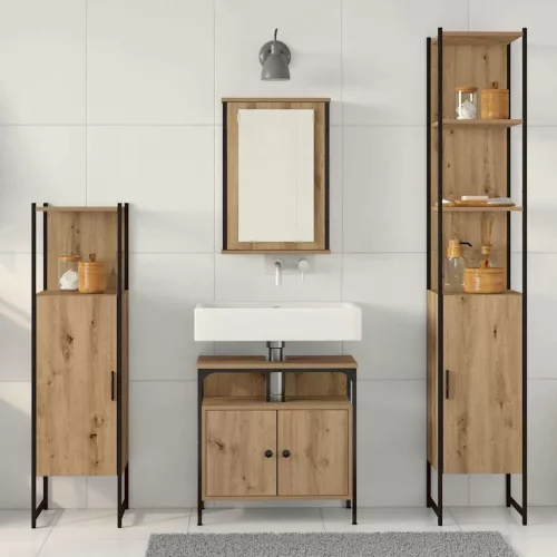 Fürdőszoba bútor szett 4 pcs kézműves tölgy 33 x 33 x 185.5 cm