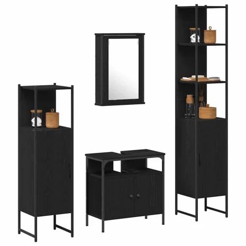 Fürdőszoba bútor szett 4 pcs Musta tammi 33 x 33 x 185.5 cm