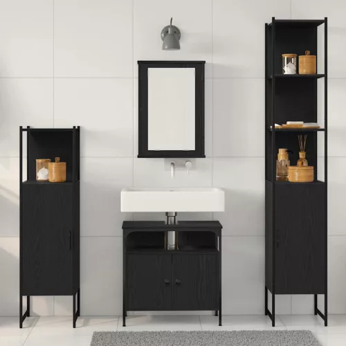 Fürdőszoba bútor szett 4 pcs Musta tammi 33 x 33 x 185.5 cm