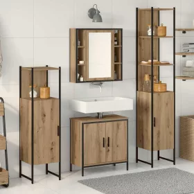   Fürdőszoba bútor szett 4 pcs Barna 33 x 33 x 185.5 cm Faanyag
