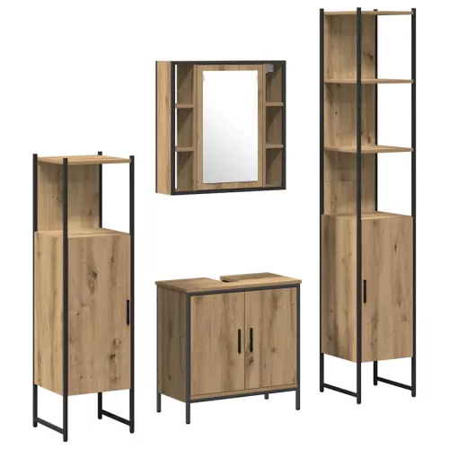Fürdőszoba bútor szett 4 pcs Barna 33 x 33 x 185.5 cm Faanyag