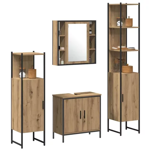 Fürdőszoba bútor szett 4 pcs Barna 33 x 33 x 185.5 cm Faanyag