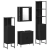 Fürdőszoba bútor szett 4 pcs Fekete 33 x 33 x 185.5 cm Faanyag