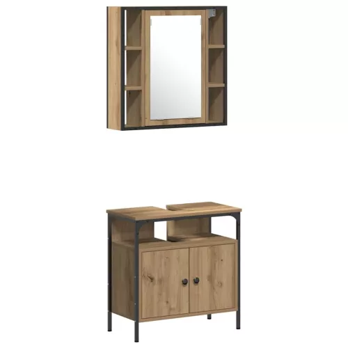 Fürdőszobai Szekrény Szett fiókkal Egyéb 4 pcs kézműves tölgy