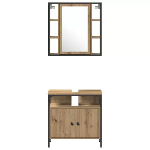 Fürdőszobai Szekrény Szett fiókkal Egyéb 4 pcs kézműves tölgy