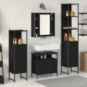   Fürdőszobai Szekrény Szett 4 pcs Musta tammi 33 x 33 x 185.5 cm