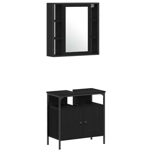 Fürdőszobai Szekrény Szett 4 pcs Musta tammi 33 x 33 x 185.5 cm
