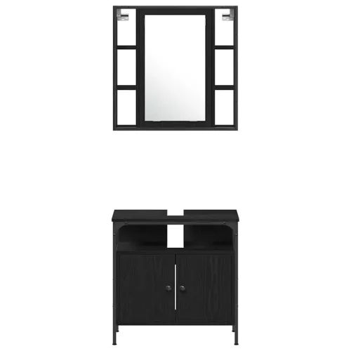 Fürdőszobai Szekrény Szett 4 pcs Musta tammi 33 x 33 x 185.5 cm