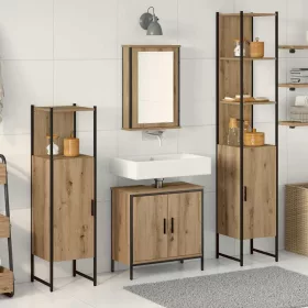   Fürdőszoba bútor szett 4 pcs Barna 33 x 33 x 185.5 cm Faanyag