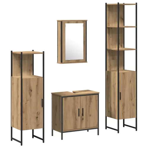Fürdőszoba bútor szett 4 pcs Barna 33 x 33 x 185.5 cm Faanyag