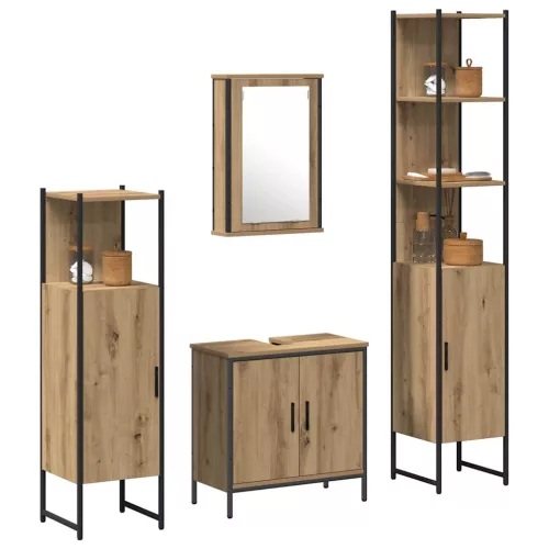Fürdőszoba bútor szett 4 pcs Barna 33 x 33 x 185.5 cm Faanyag