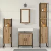 Fürdőszoba bútor szett 4 pcs Barna 33 x 33 x 185.5 cm Faanyag