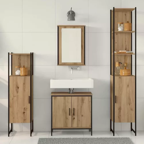 Fürdőszoba bútor szett 4 pcs Barna 33 x 33 x 185.5 cm Faanyag
