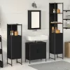 Fürdőszoba bútor szett 4 pcs Fekete 33 x 33 x 185.5 cm Faanyag