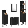 Fürdőszoba bútor szett 4 pcs Fekete 33 x 33 x 185.5 cm Faanyag