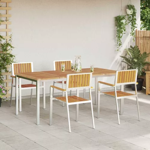 Kert étkező szett 5 pcs Barna tömör akácfa